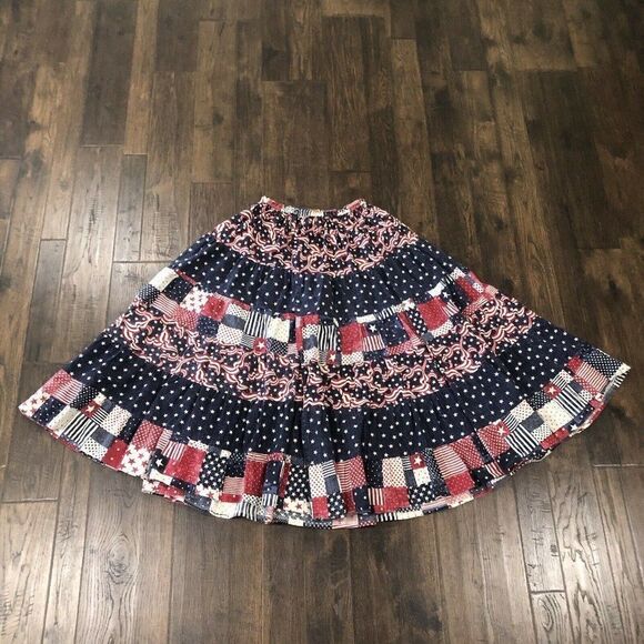 Vintage The Goldiggers 70s Floral Midi Skirt Boho Gypsy‎ Peasant Flags Patriotic - Picture 9 of 10